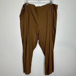 J. Jill Women Stretch Linen Wide Leg Cropped Sailor Pants In Beechnut Brown 24W